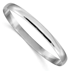 6mm 14k White Gold Polished Half Round Solid Bangle Bracelet