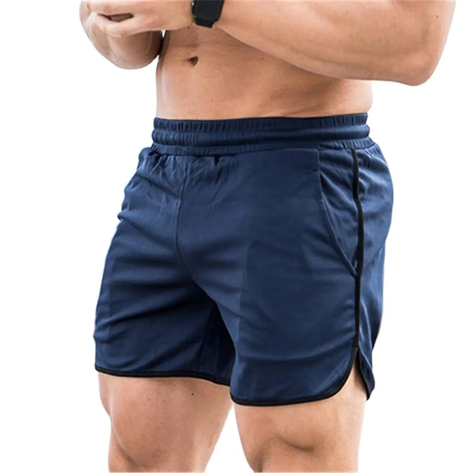 Athletic Men's Running Shorts, Navy Blue XL - Quick Dry Mesh Fabric, Drawstring Closure