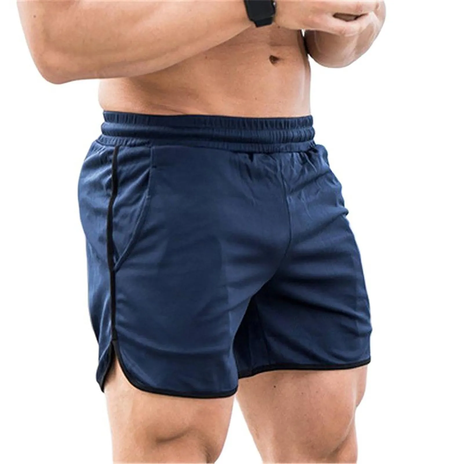 Athletic Men's Running Shorts, Navy Blue XL - Quick Dry Mesh Fabric, Drawstring Closure