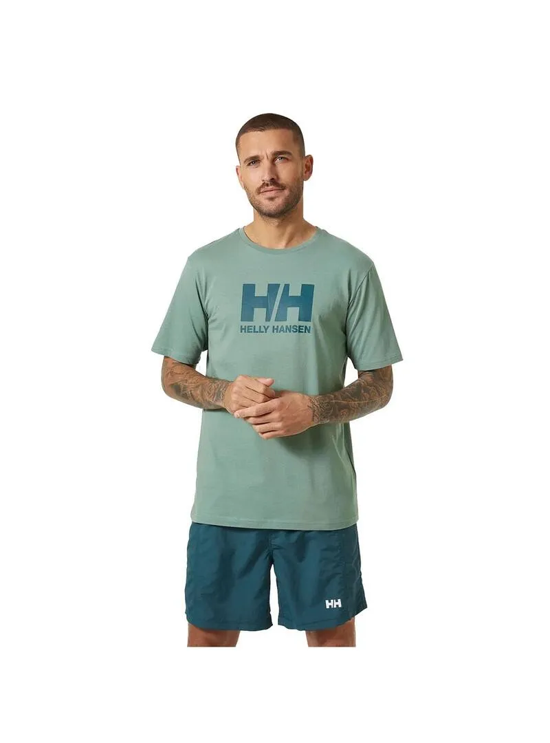 Camiseta Hombre Helly Hansen Logo Verde Agua