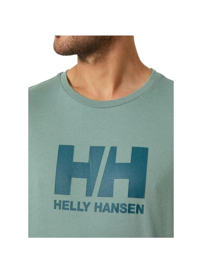 Camiseta Hombre Helly Hansen Logo Verde Agua