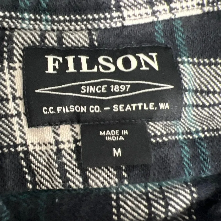 C.C. Filson Black Multicolor Flannel Plaid Checkered Button Down Shirt Jacket M