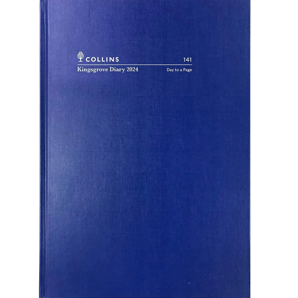 Collins Debden 2024 Kingsgrove Hard Cover 1 Day to Page DTP Diary Planner Blue