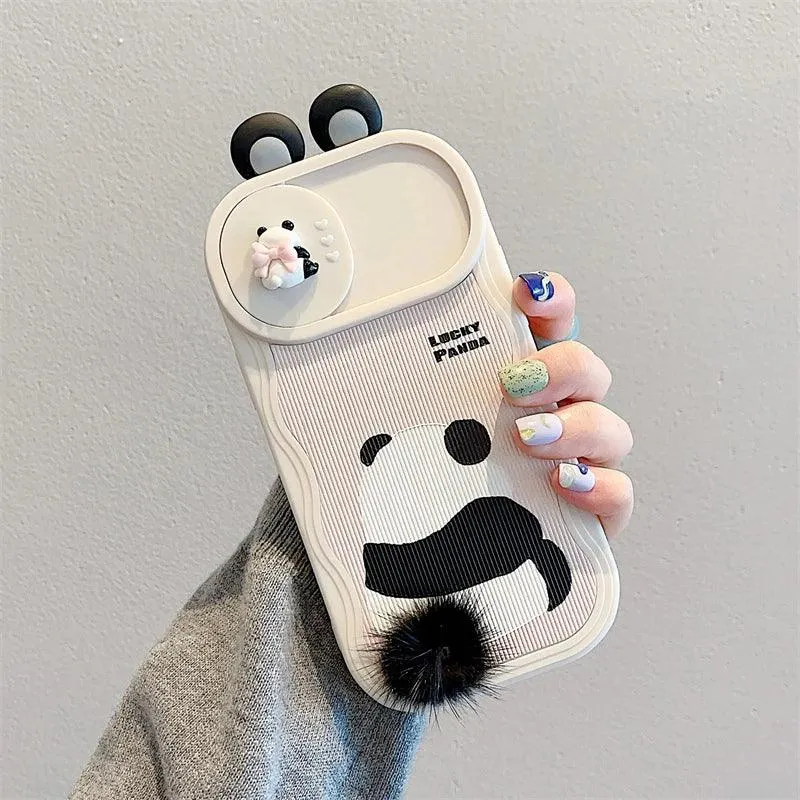 Cute 3D Ear Panda Phone Case for iPhone 15 Pro Max, 14, 13, 11, and 12 - Cover