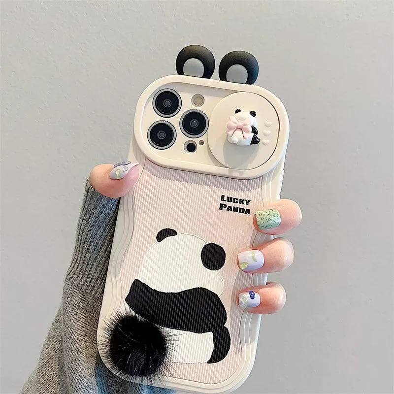 Cute 3D Ear Panda Phone Case for iPhone 15 Pro Max, 14, 13, 11, and 12 - Cover