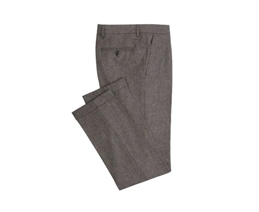 Dark Taupe Herringbone Men's dress trousers - Lelian