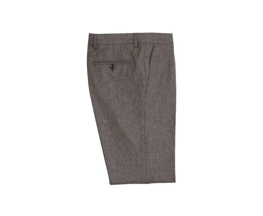 Dark Taupe Herringbone Men's dress trousers - Lelian