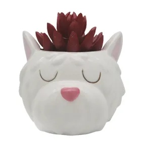 Decorative Ceramic Indoor Shaped Planter - Westie Dog Head PLAN23