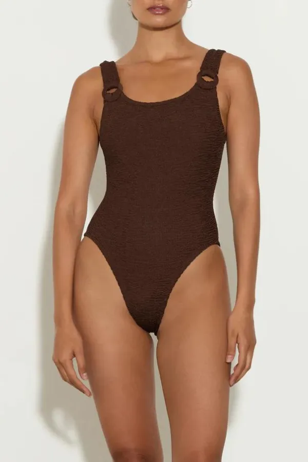 Domino Swim With Fabric Covered Hoops Metallic Chocolate