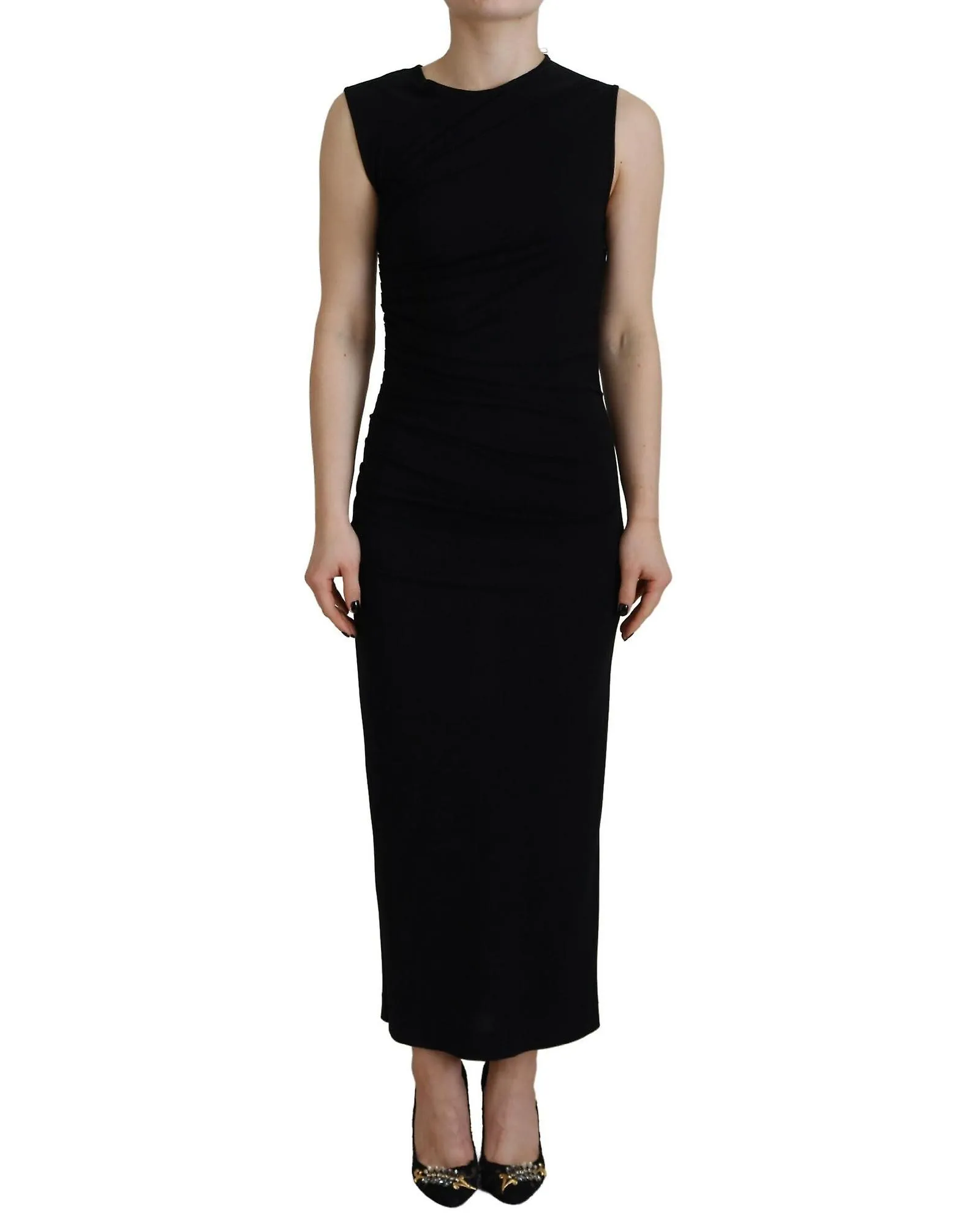 Dsquared² Sleeveless  Ruched Maxi Dress in Viscose Fabric