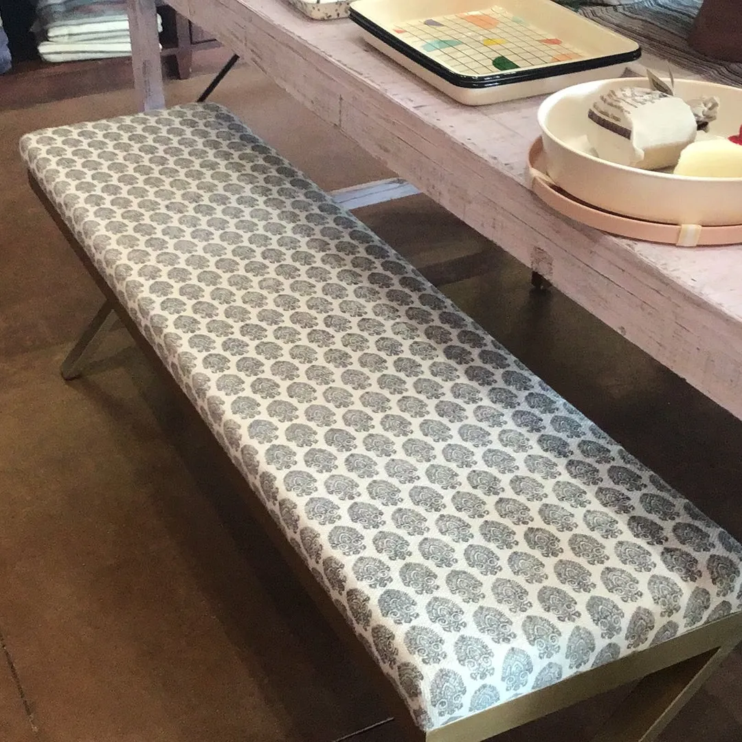 Fabric Bench Gold Legs