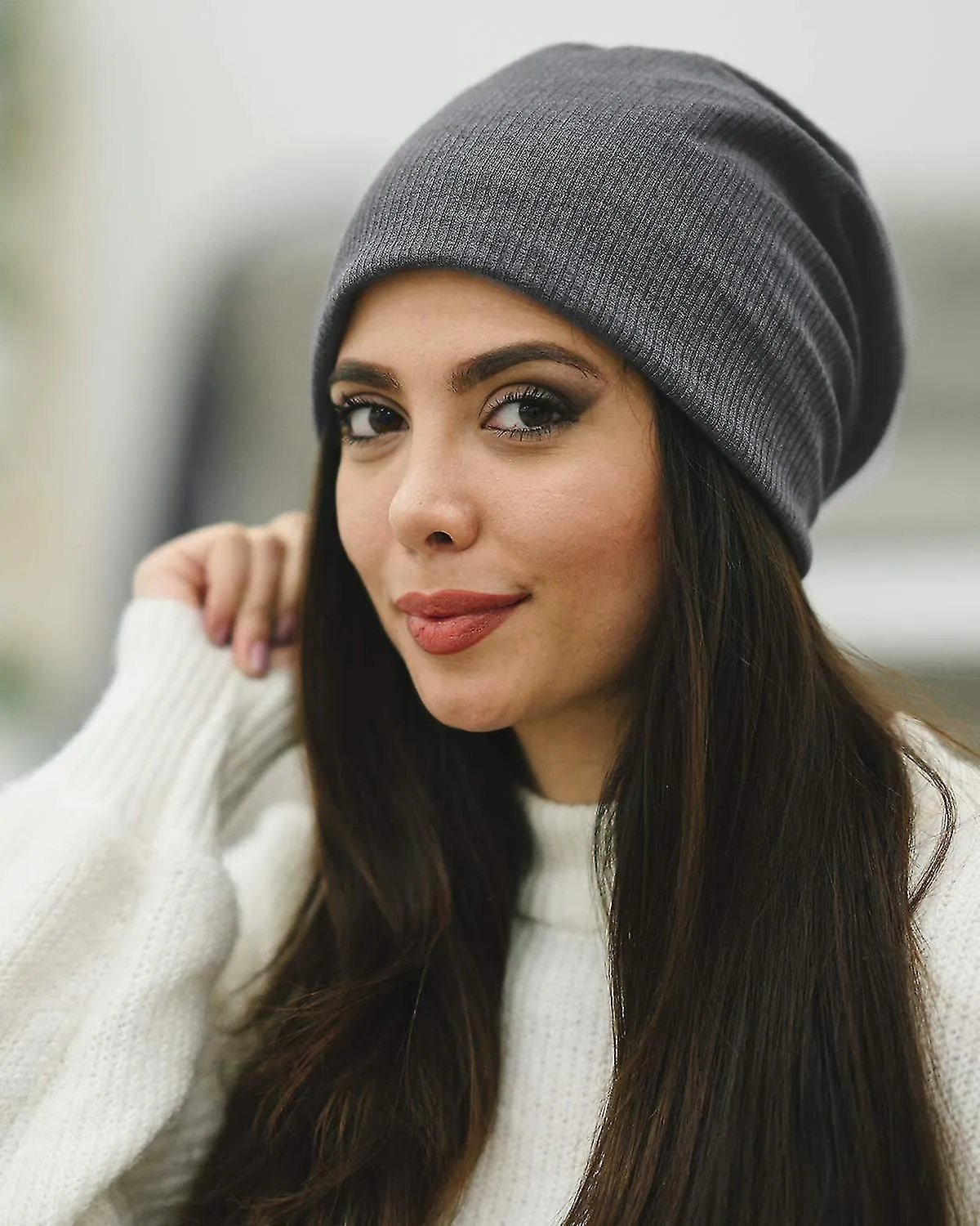 Fashion Beanie High Quality Knitted Fabric (gray)