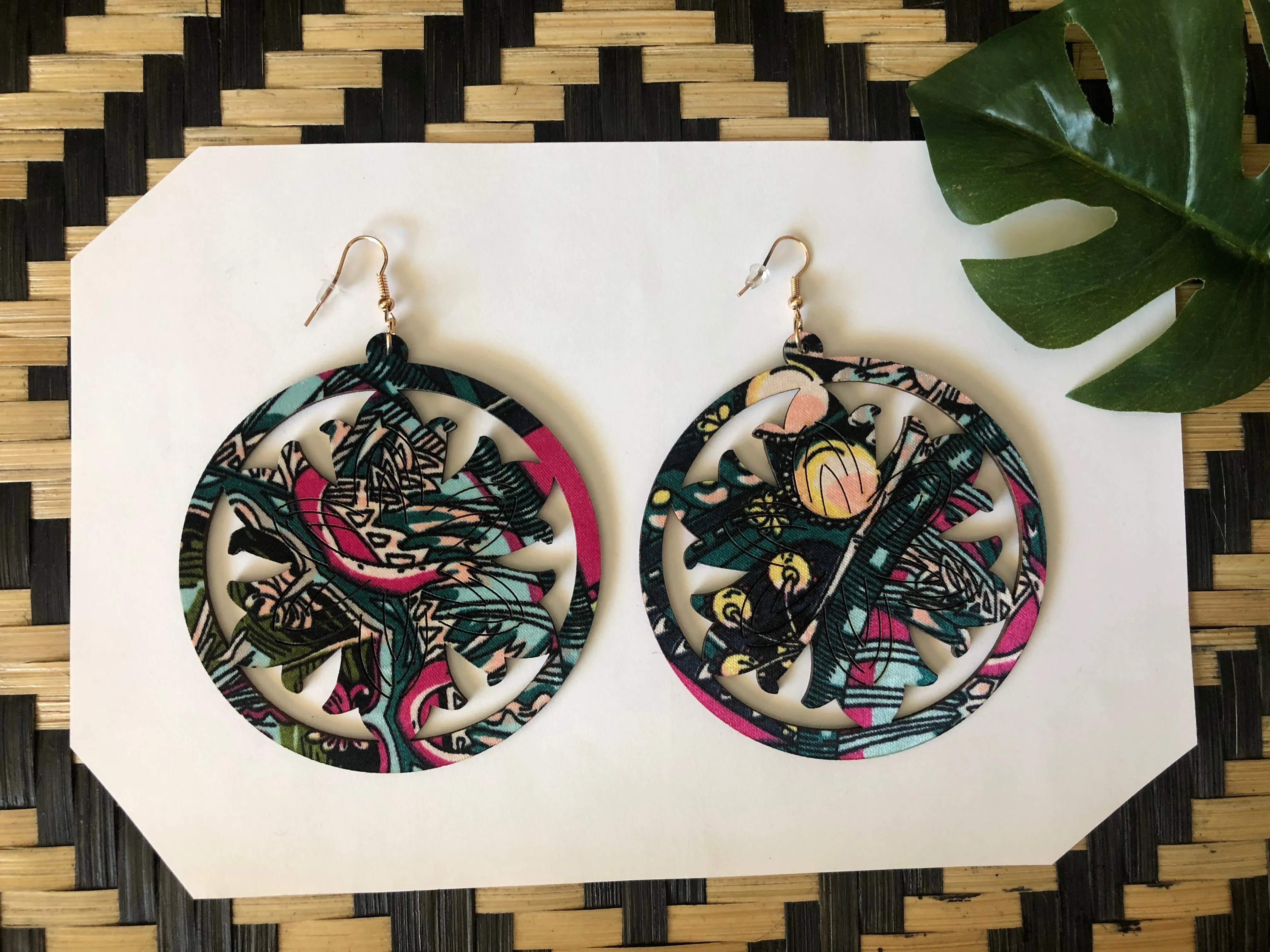 Festival Fabric Wooden Earrings