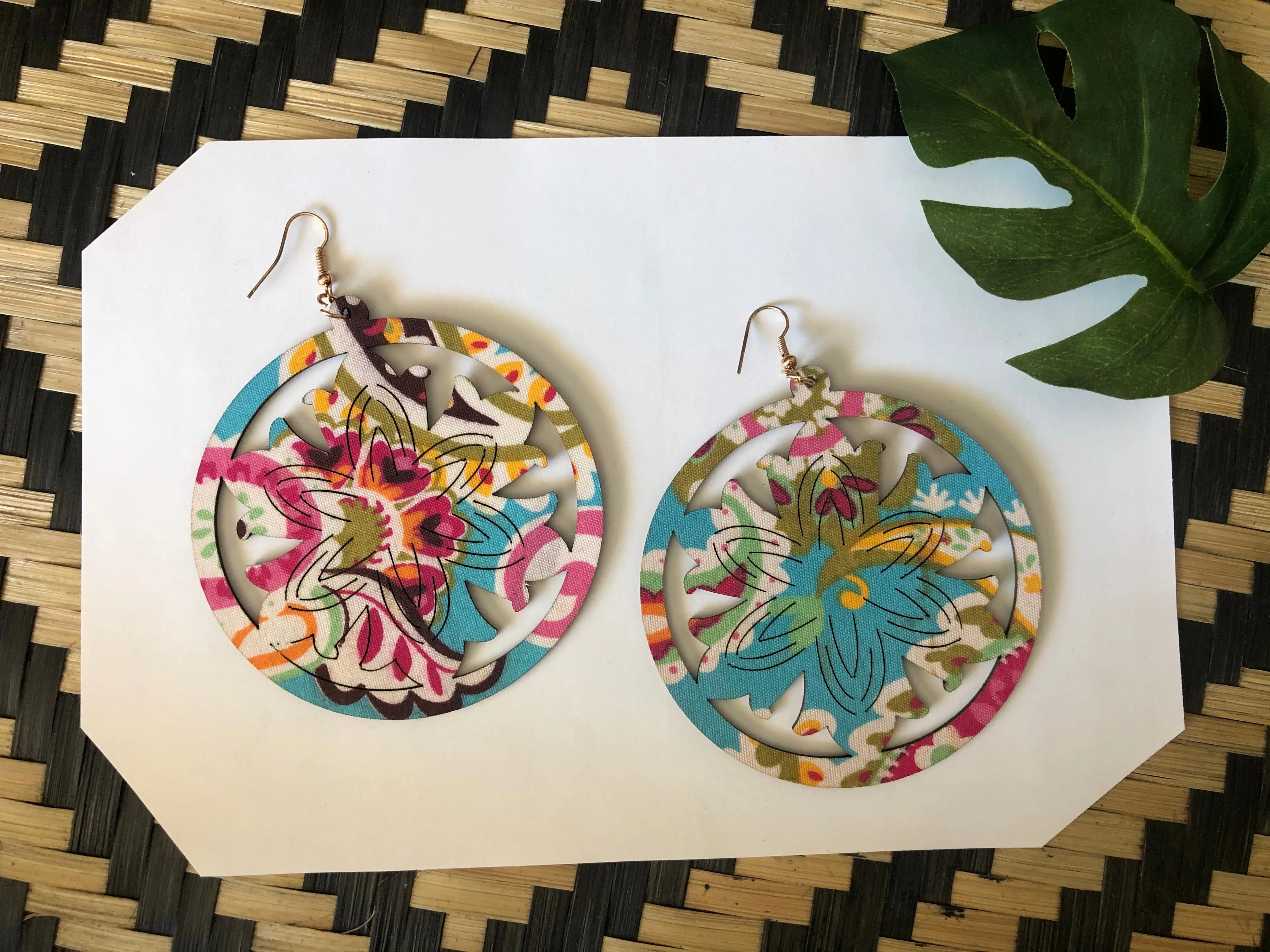 Festival Fabric Wooden Earrings