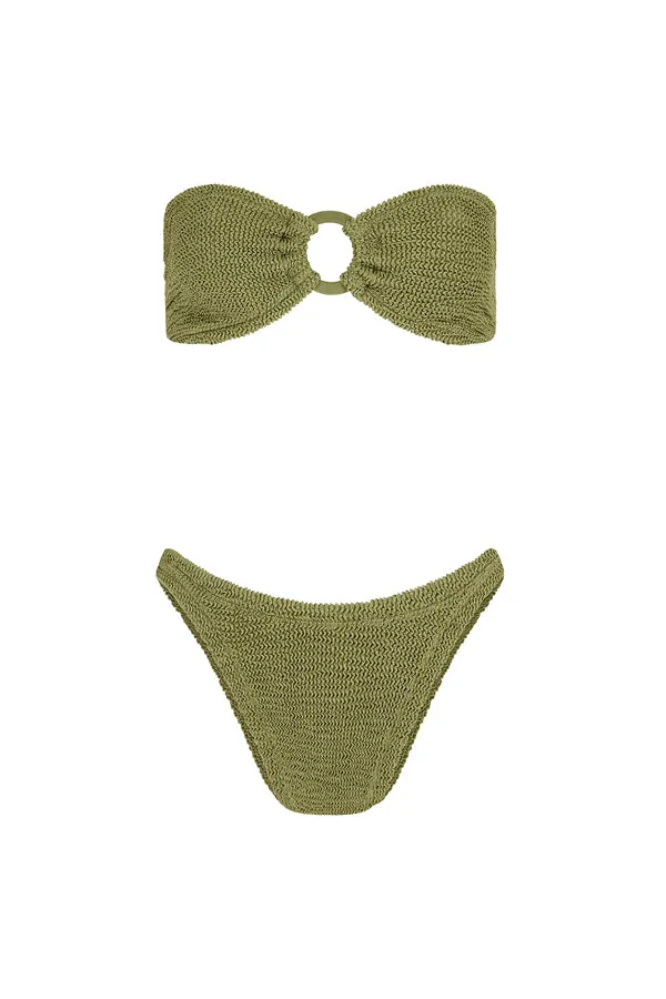 Gloria Bikini With Fabric Covered Hoops Metallic Moss