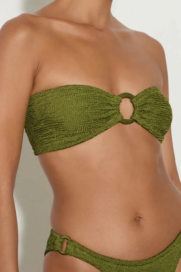 Gloria Bikini With Fabric Covered Hoops Metallic Moss