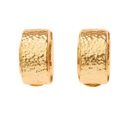 Gold Hammered Huggie Clip Ons