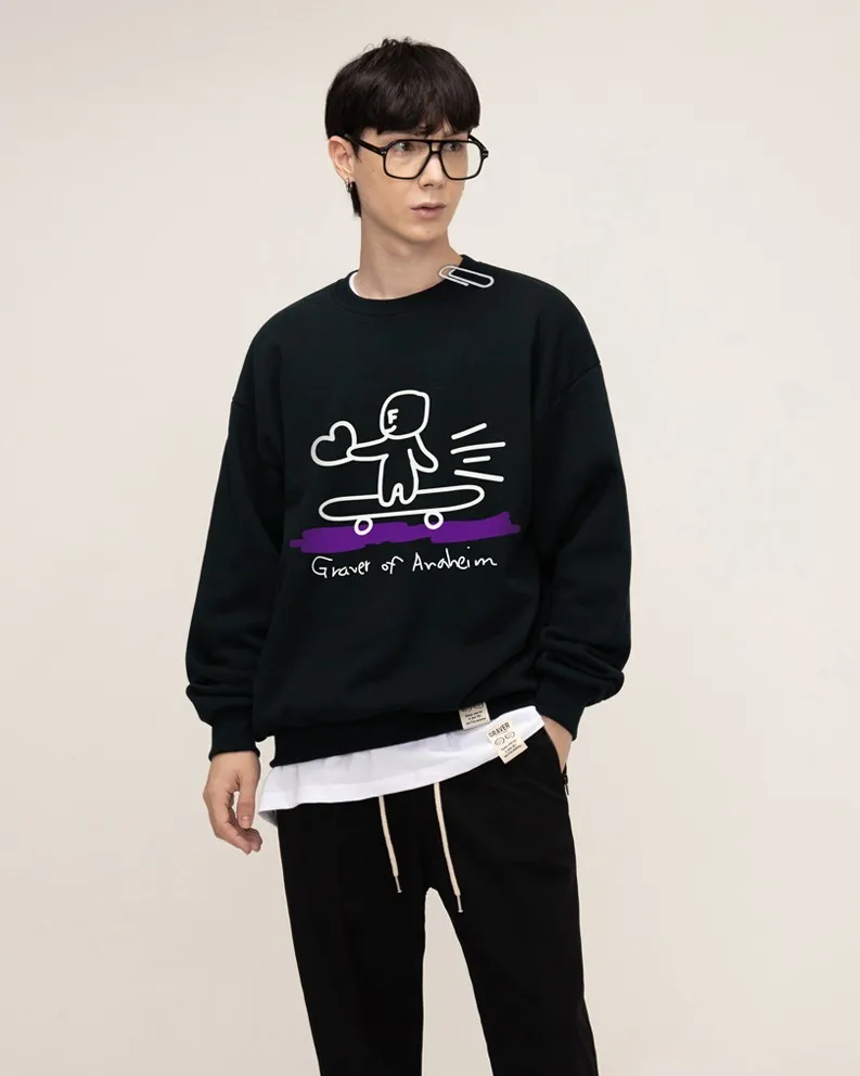 GRAVER  |[GRAVER]★HUMAN SKATE BOARD SMILE SWEATSHIRT