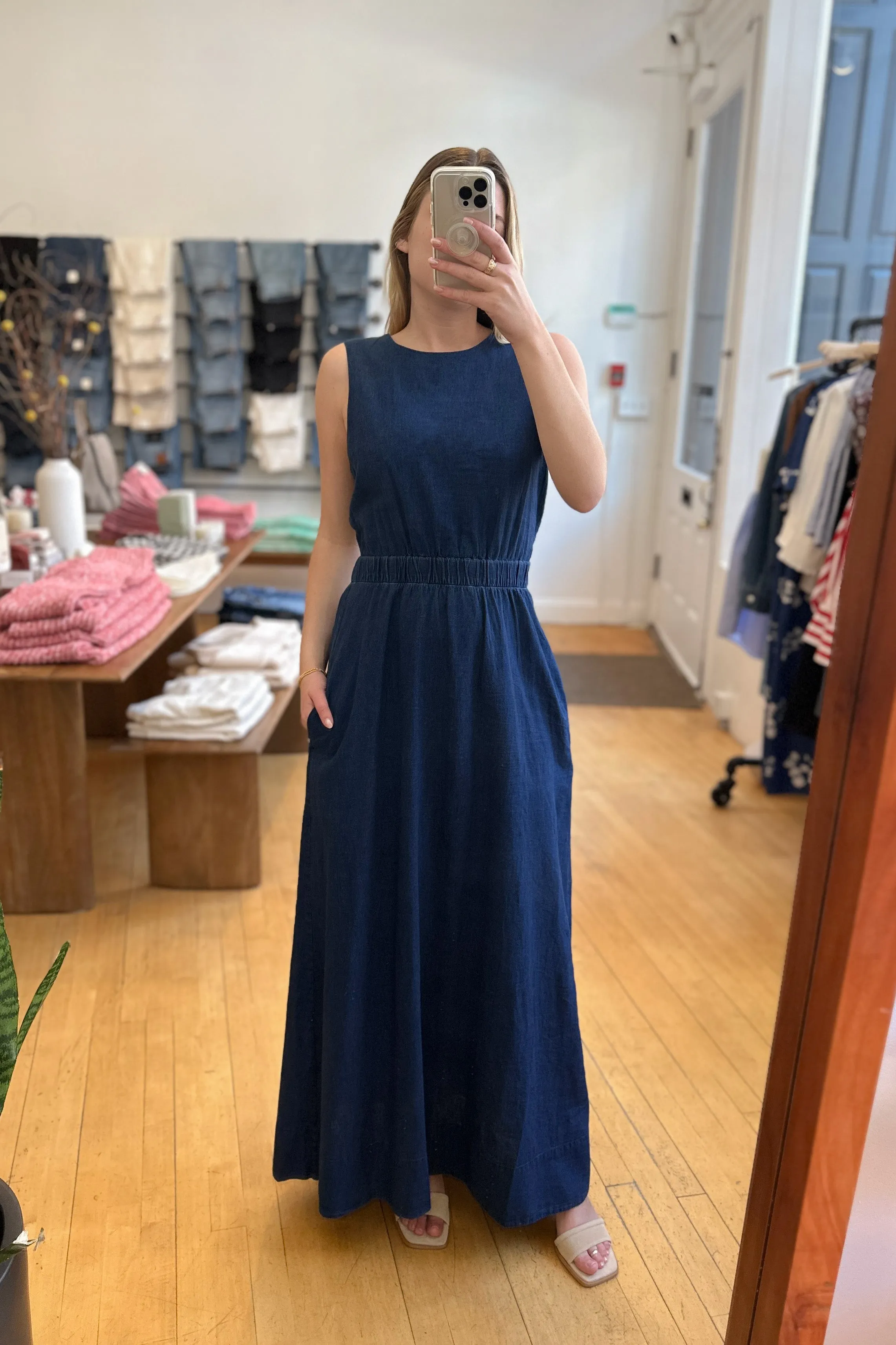 High Neck Dress in Dark Blue