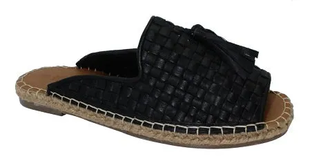 Human Premium Villa Leather Woven Espadrille Slide