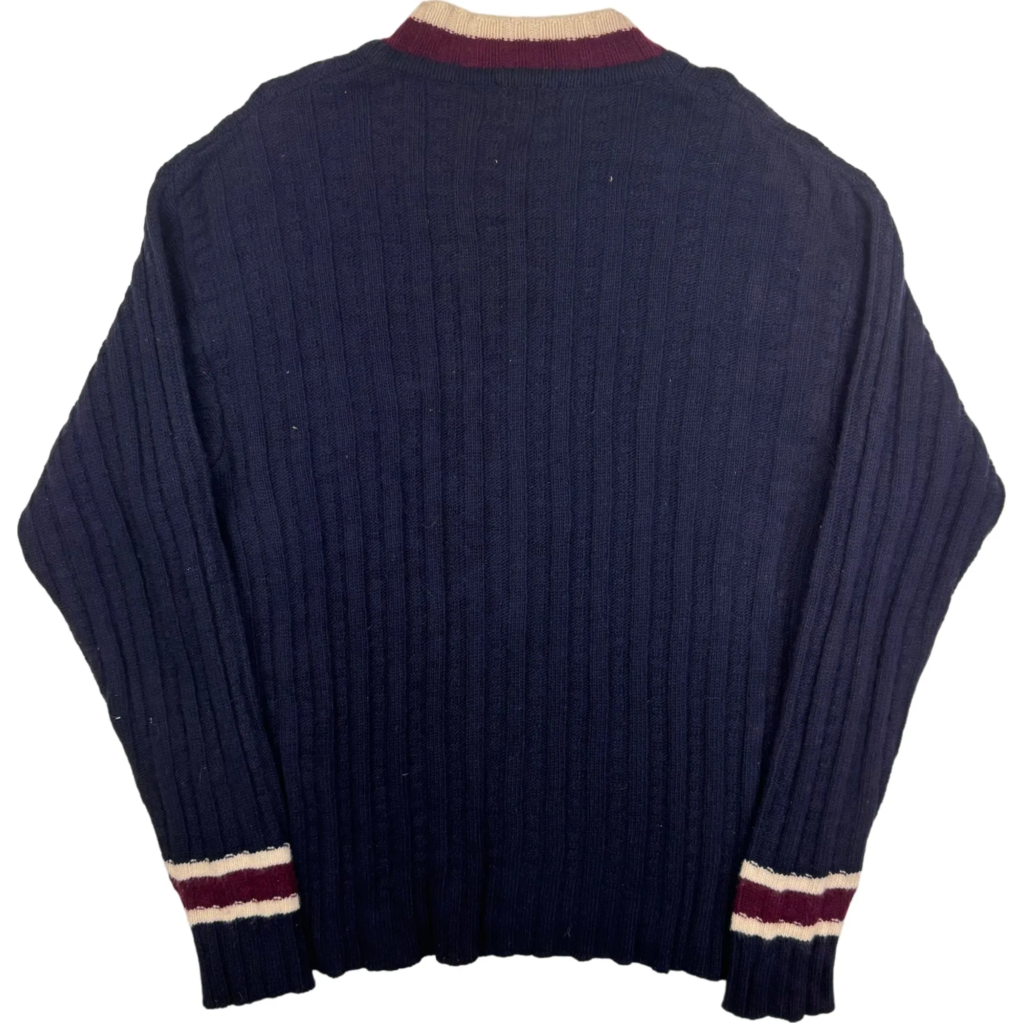 Kappa 90's Robe Di Kappa V-Neck Cable Knit Jumper Navy