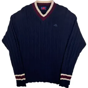 Kappa 90's Robe Di Kappa V-Neck Cable Knit Jumper Navy