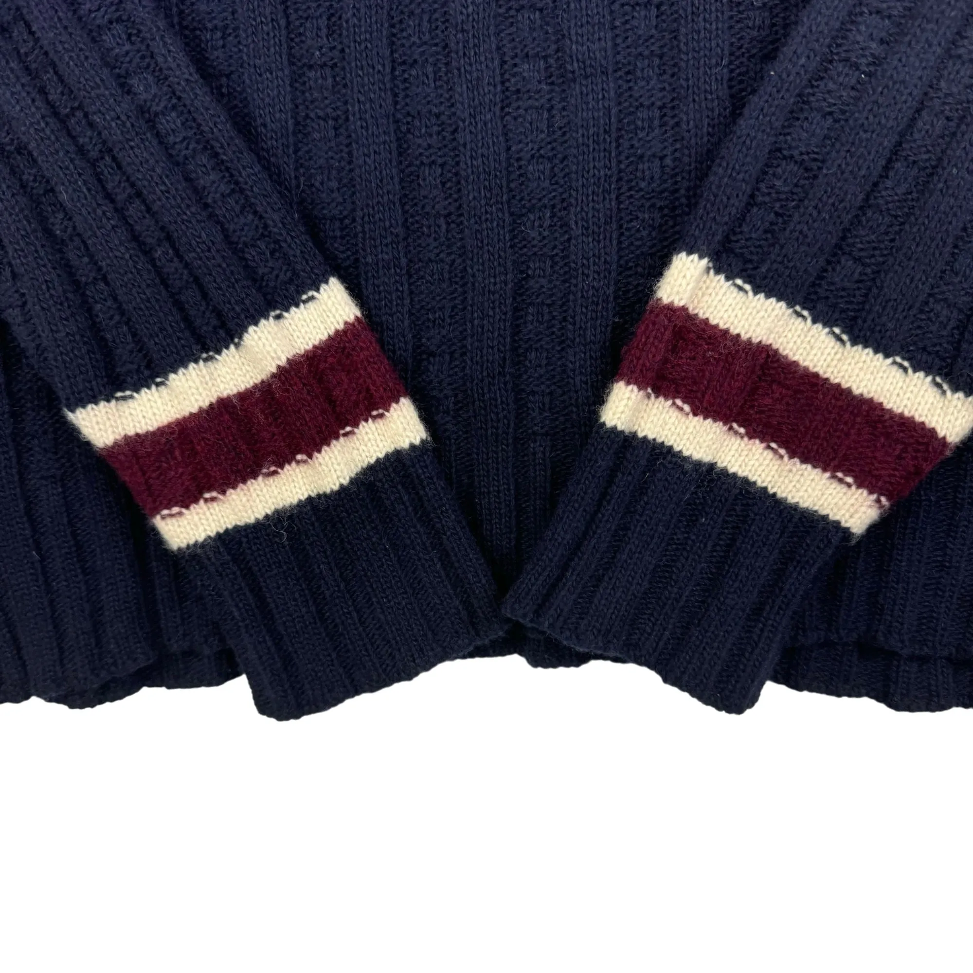 Kappa 90's Robe Di Kappa V-Neck Cable Knit Jumper Navy