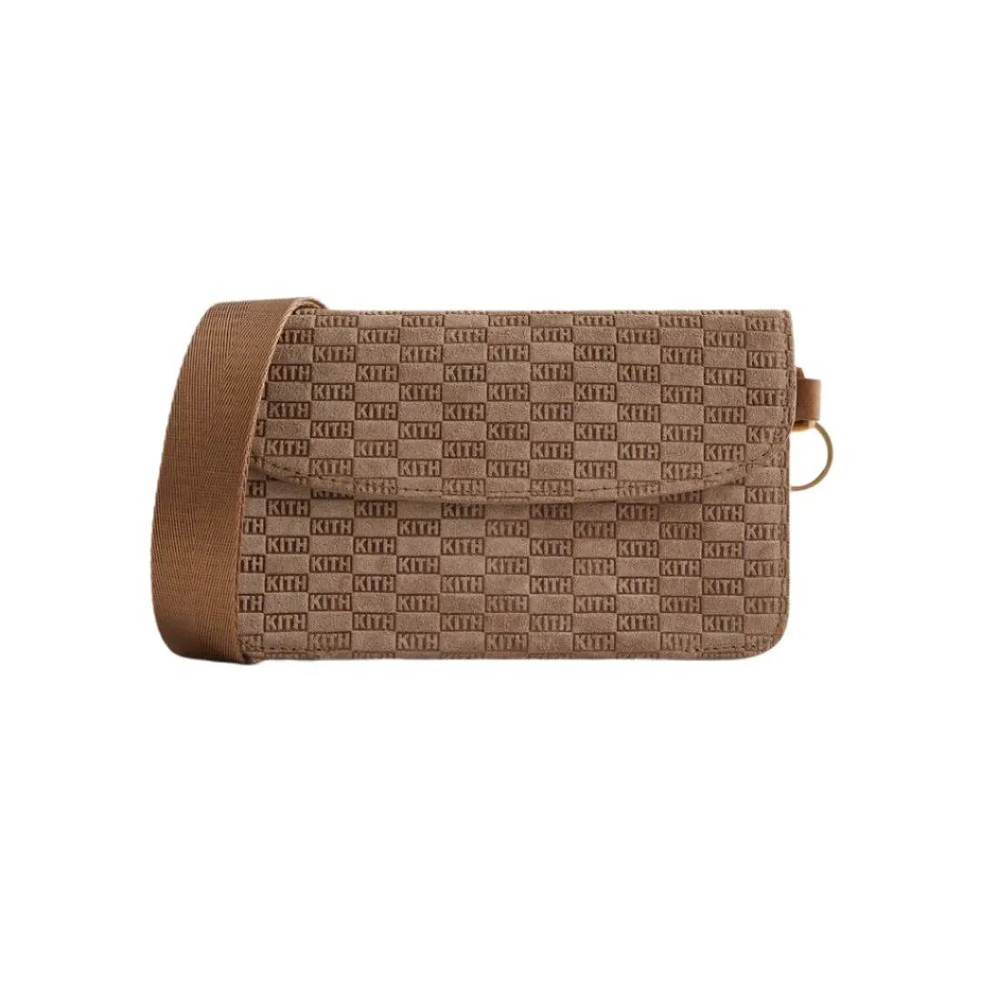 Kith Monogram Suede Double Crossbody Pouch Beige