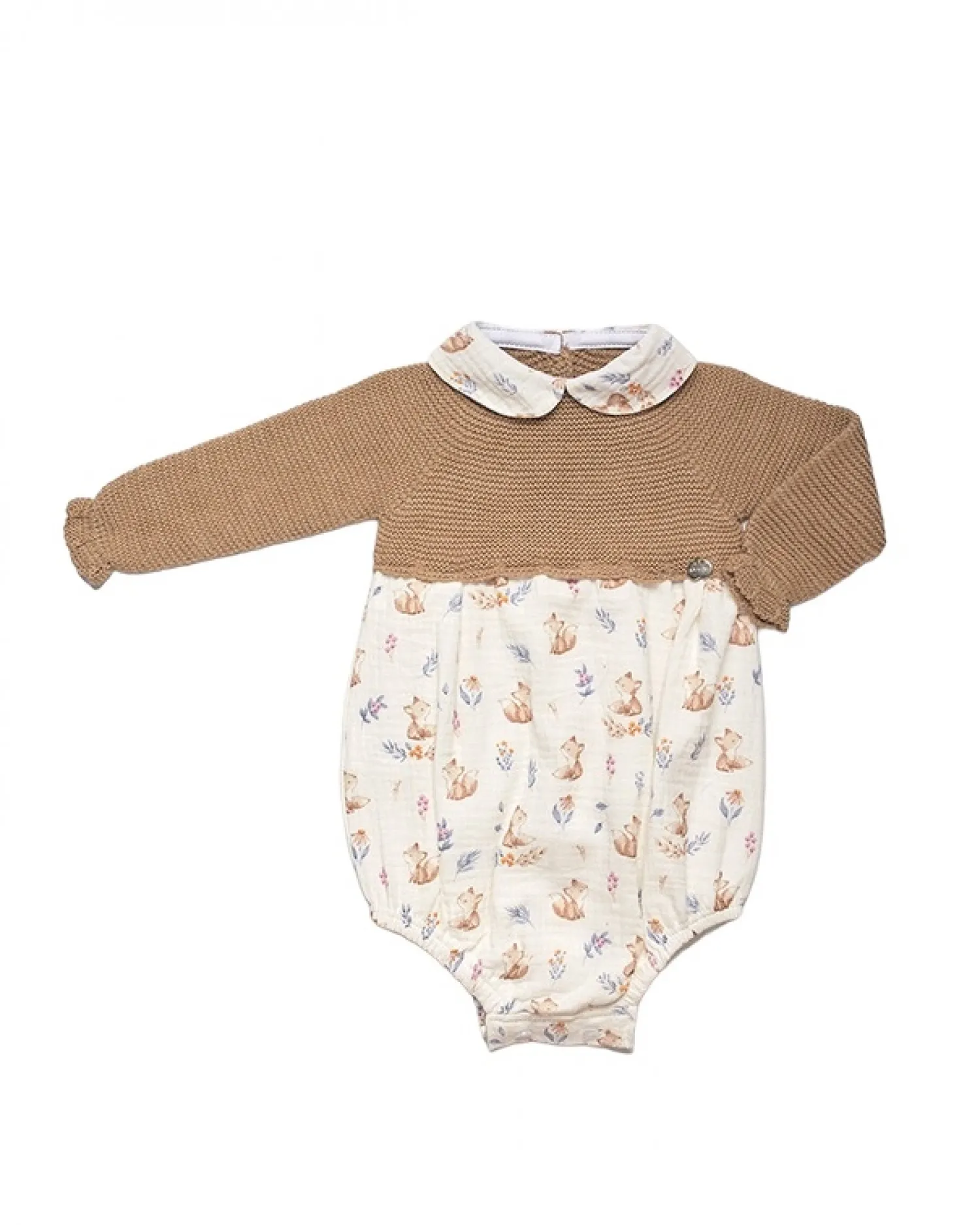 Knit and fabric romper foxes collection