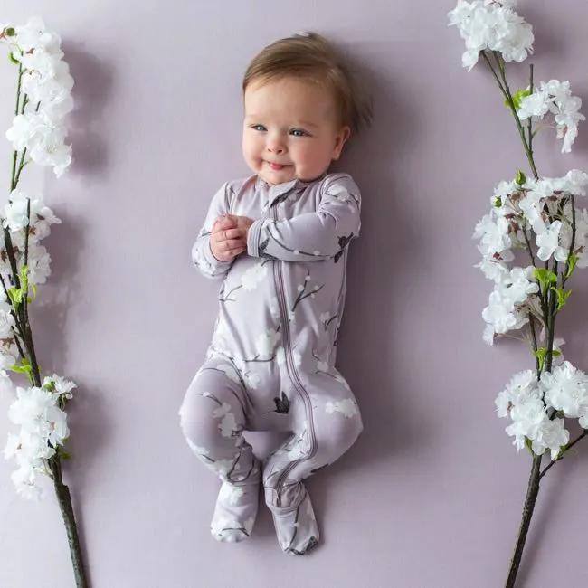 Kyte Baby Printed Zippered Footie in Cherry Blossom