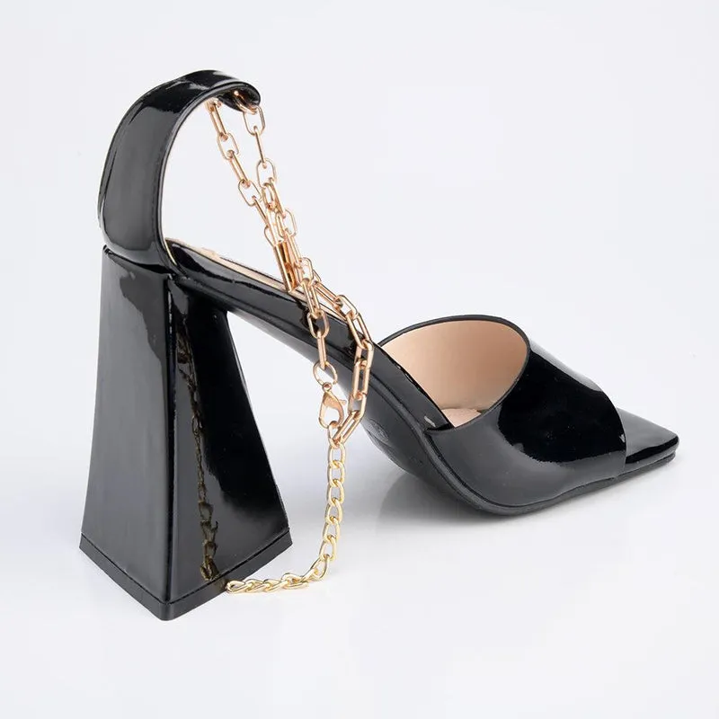 Madison Addison Ankle Chain Sandals - Black