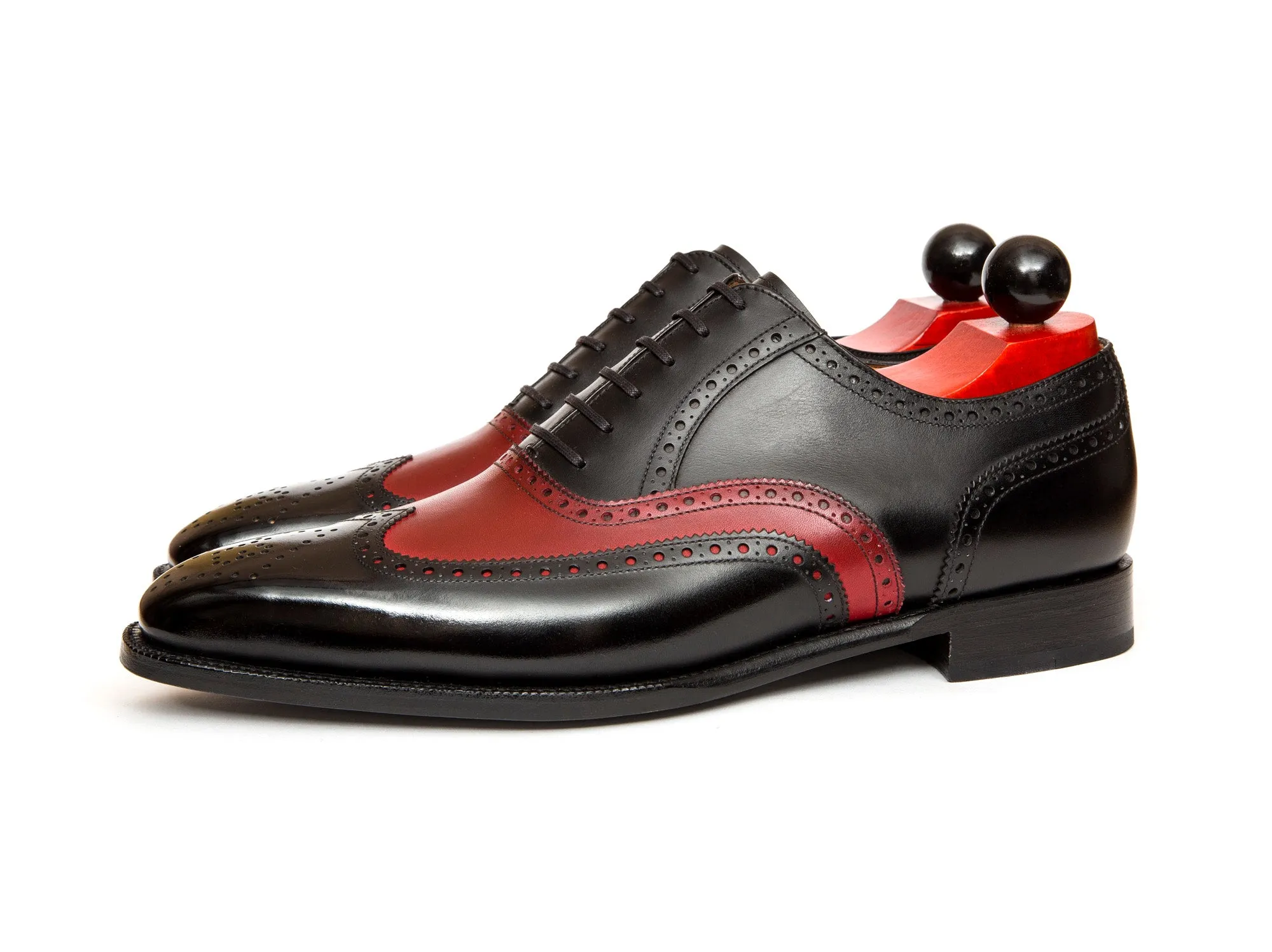 McClure - MTO - Black Calf / Red Calf - 13 Medallion - MGF Last - Single Leather Sole