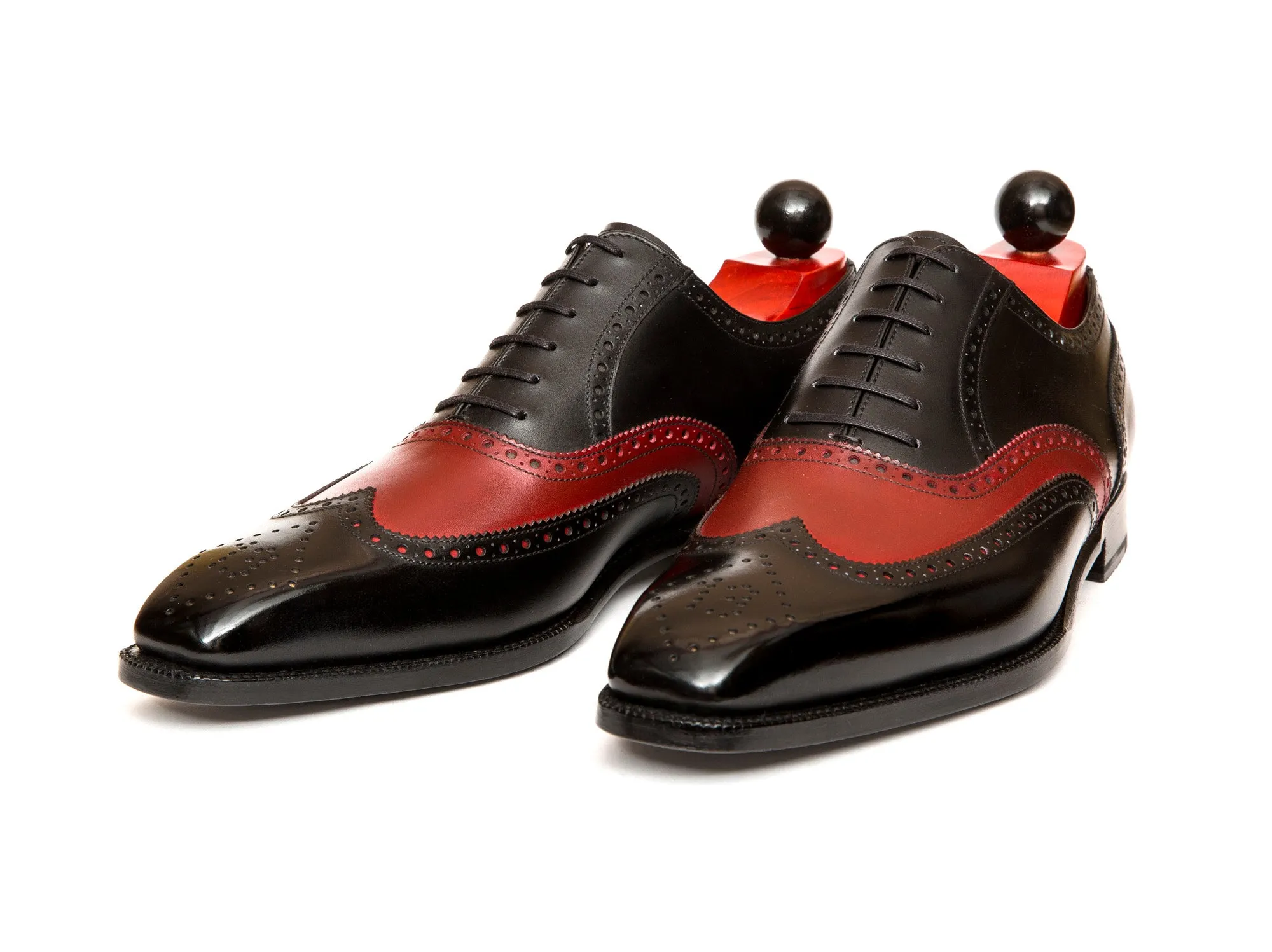 McClure - MTO - Black Calf / Red Calf - 13 Medallion - MGF Last - Single Leather Sole