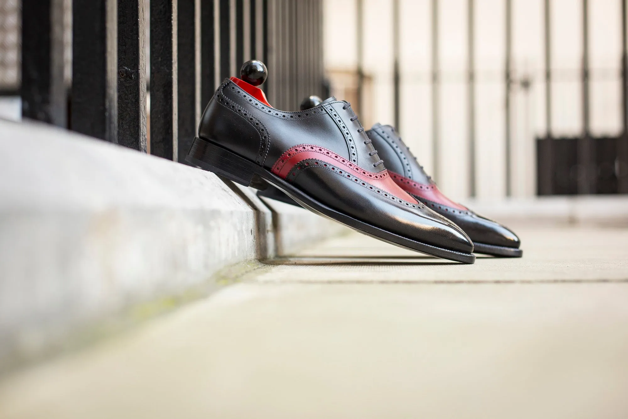 McClure - MTO - Black Calf / Red Calf - 13 Medallion - MGF Last - Single Leather Sole