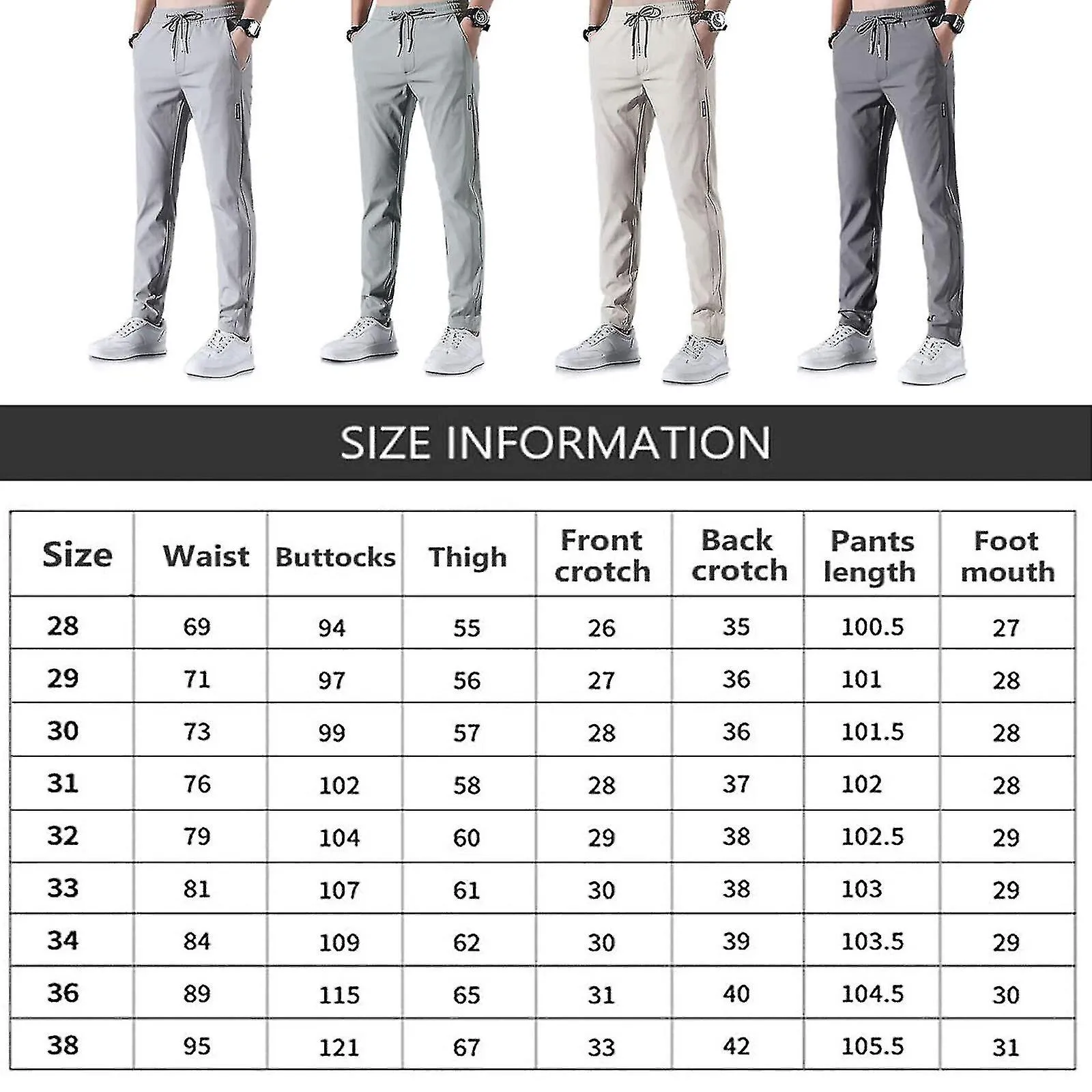 Men's Quick-drying Stretch Pants With Expandable Waistband And Moisture Wicking Ice Silk Fabric