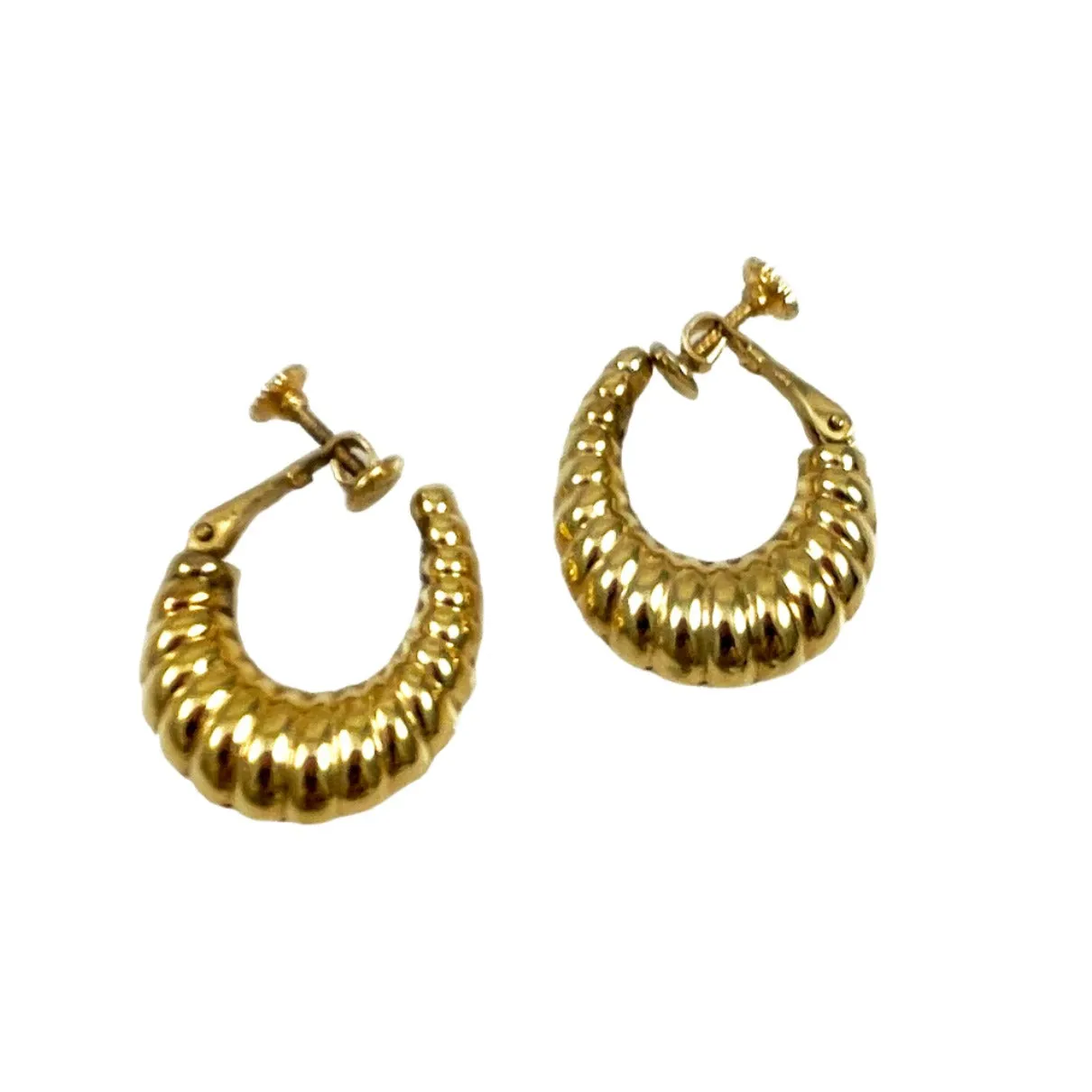 Napier Gold Shrimp Hoop Earrings Vintage