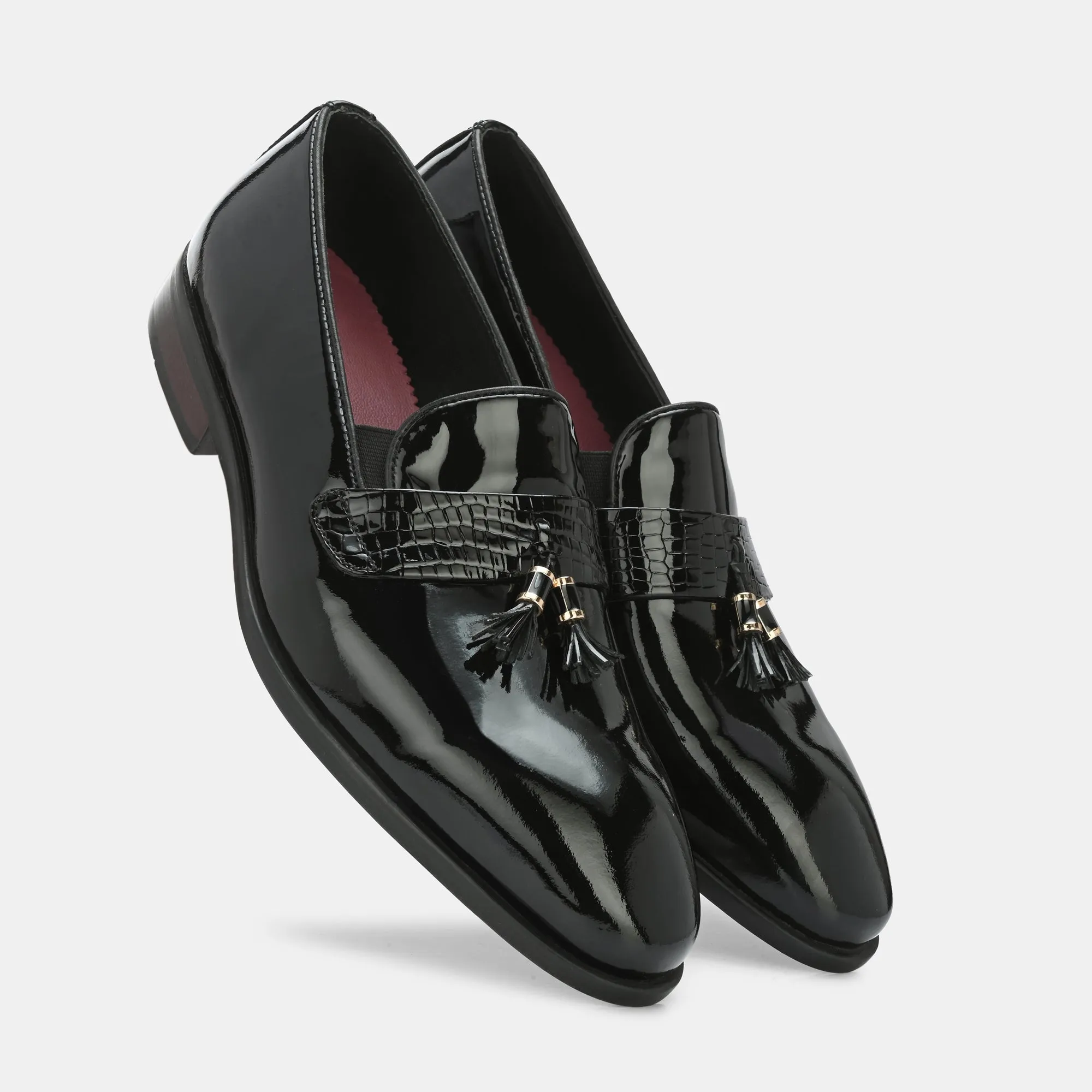 Patent Black Tassel Loafers By Lafattio