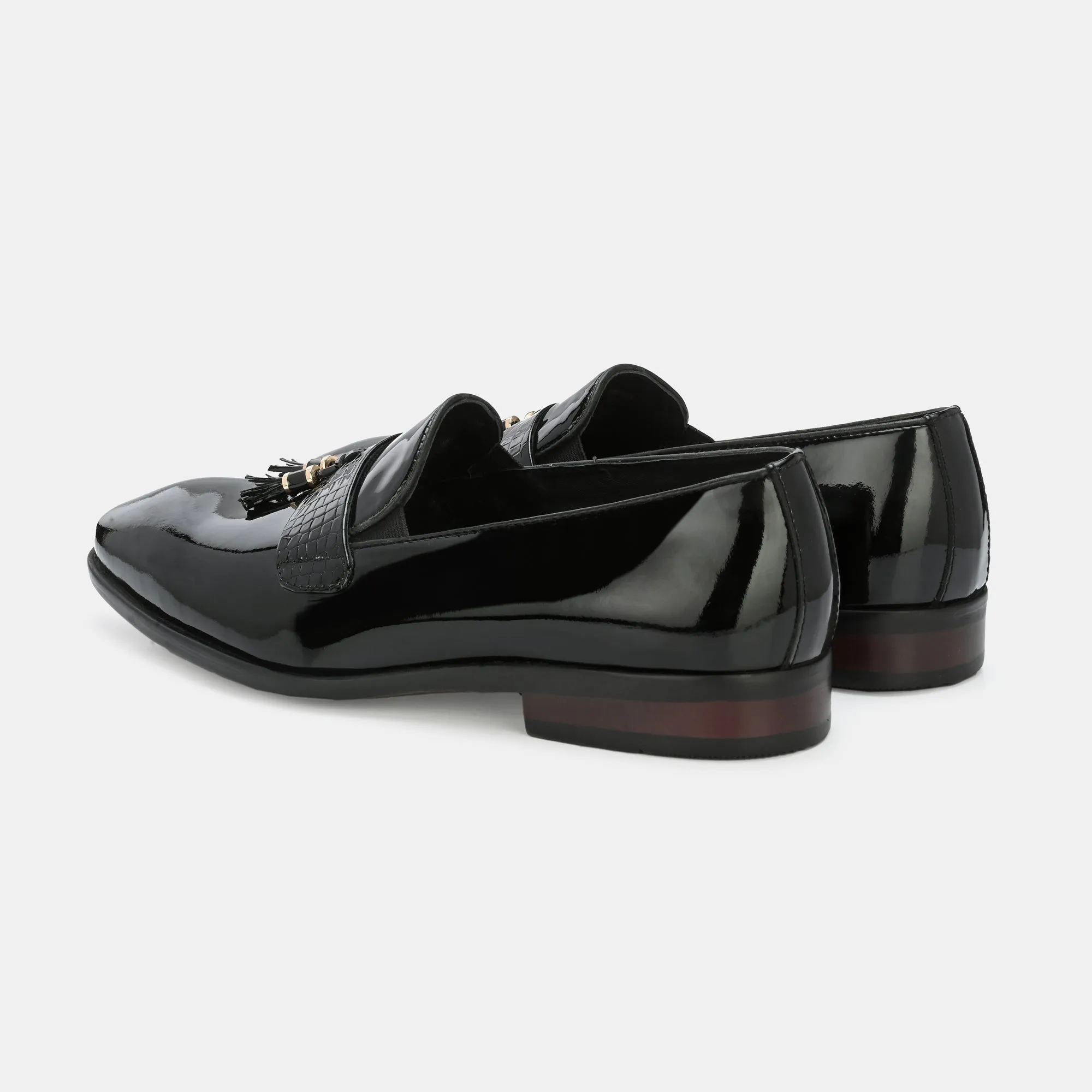 Patent Black Tassel Loafers By Lafattio