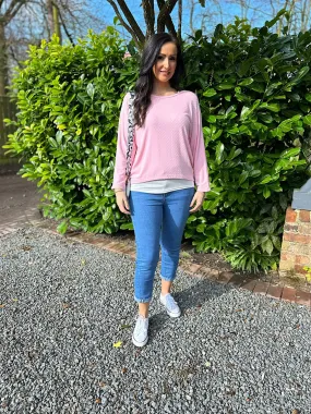 Pink Layered Lightweight Knit Kiera