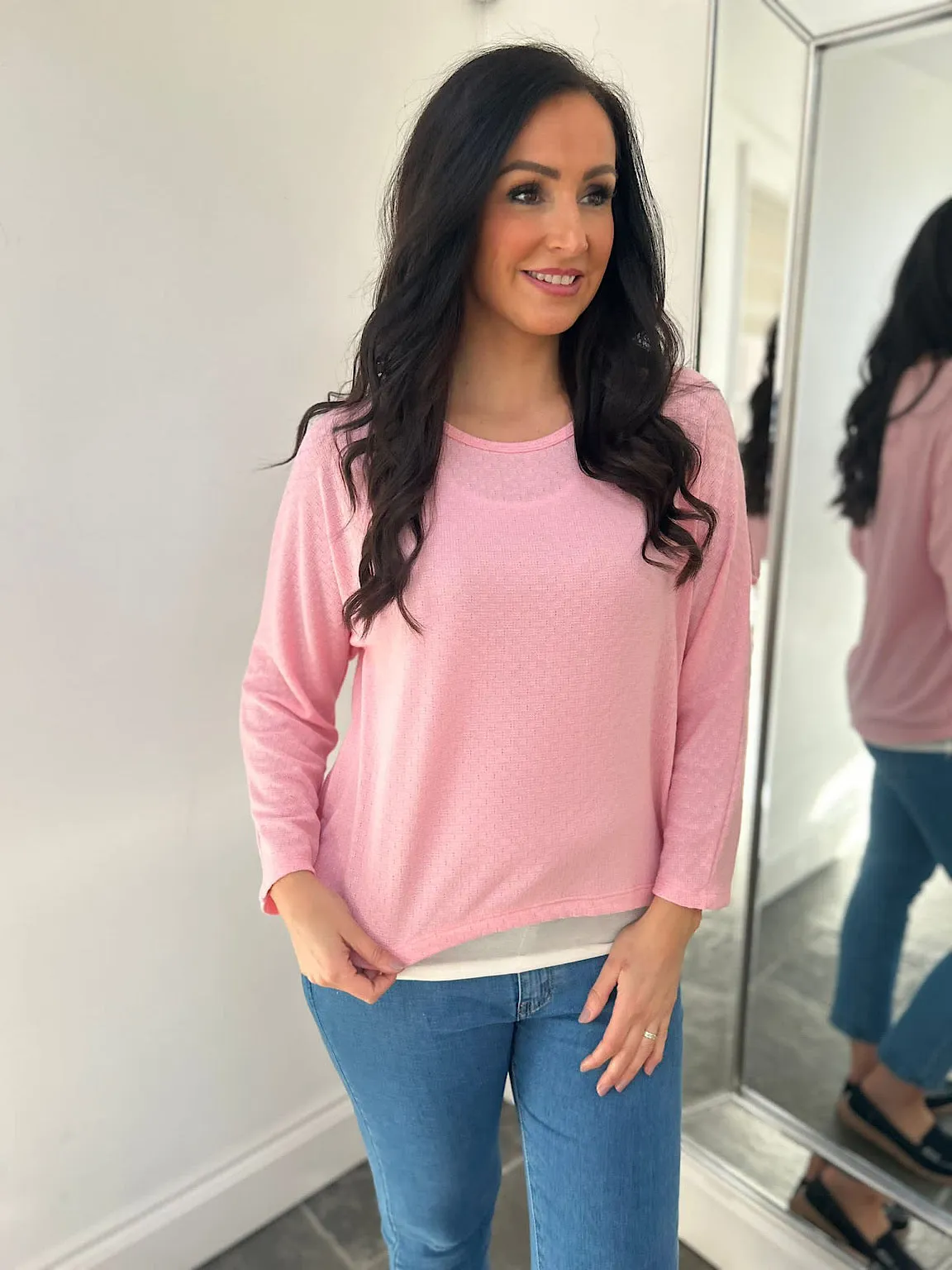 Pink Layered Lightweight Knit Kiera