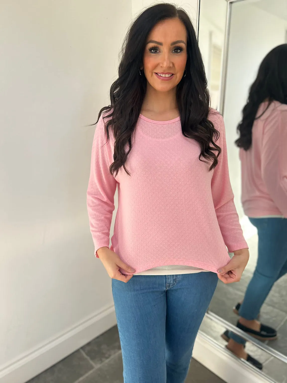 Pink Layered Lightweight Knit Kiera