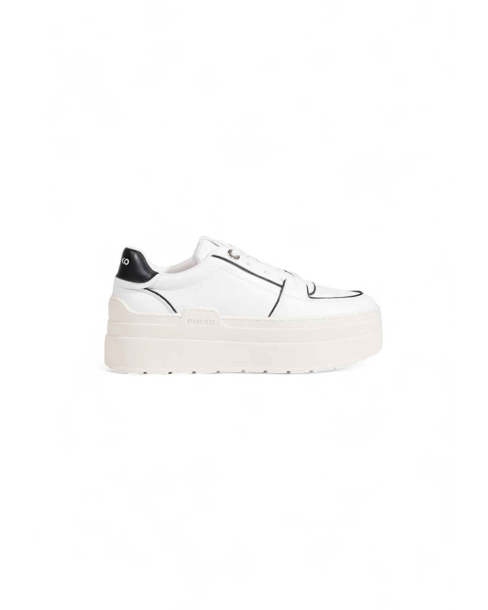 Pinko White Leather and Fabric Sneakers with Laces