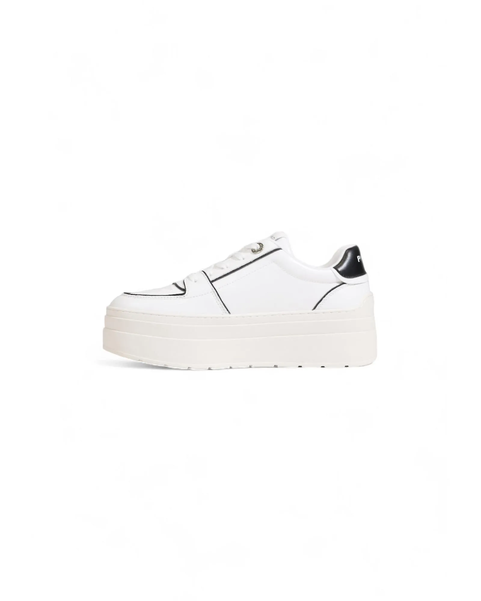 Pinko White Leather and Fabric Sneakers with Laces