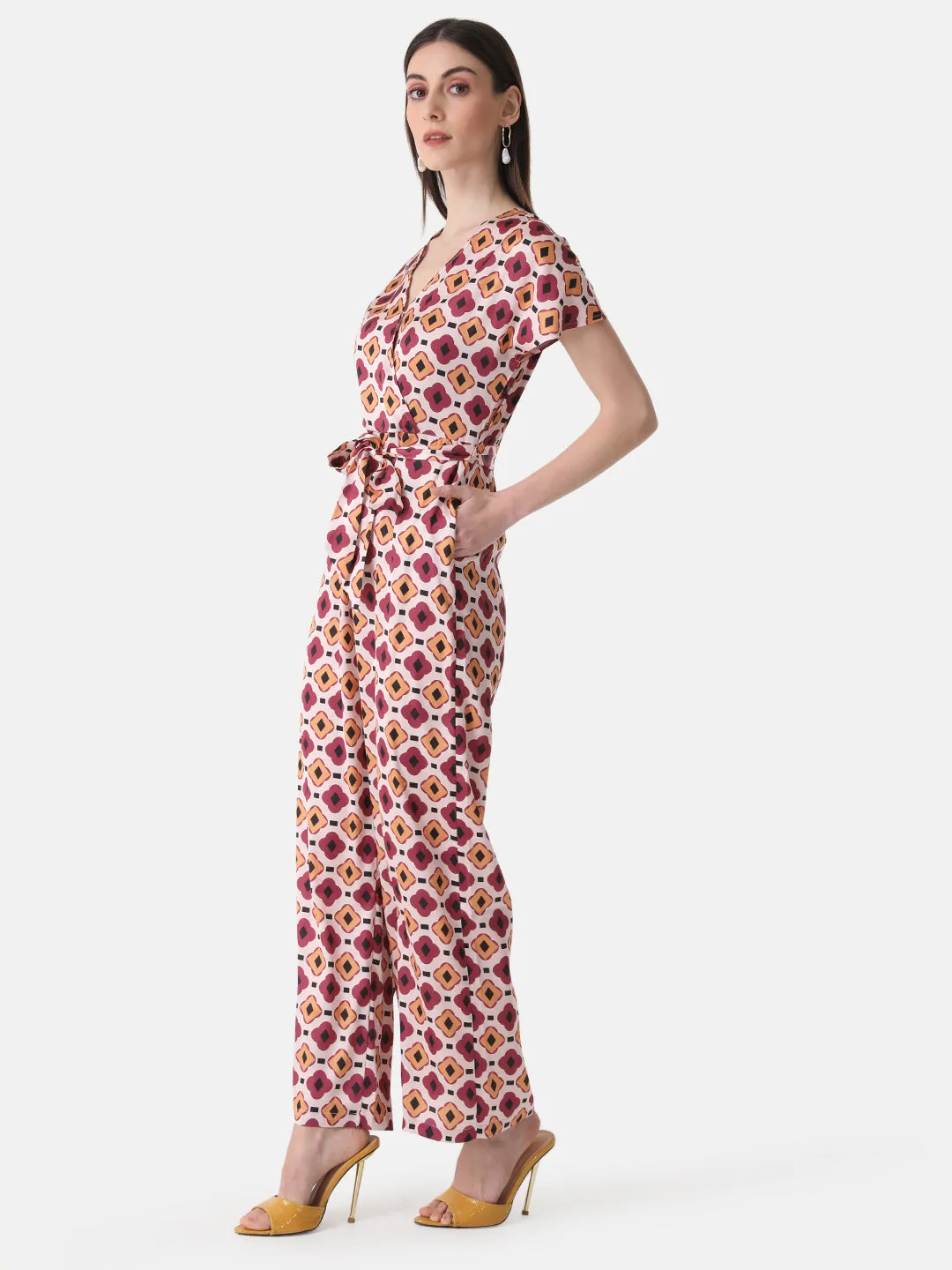 Printed Drop-Shoulder Jumpsuit