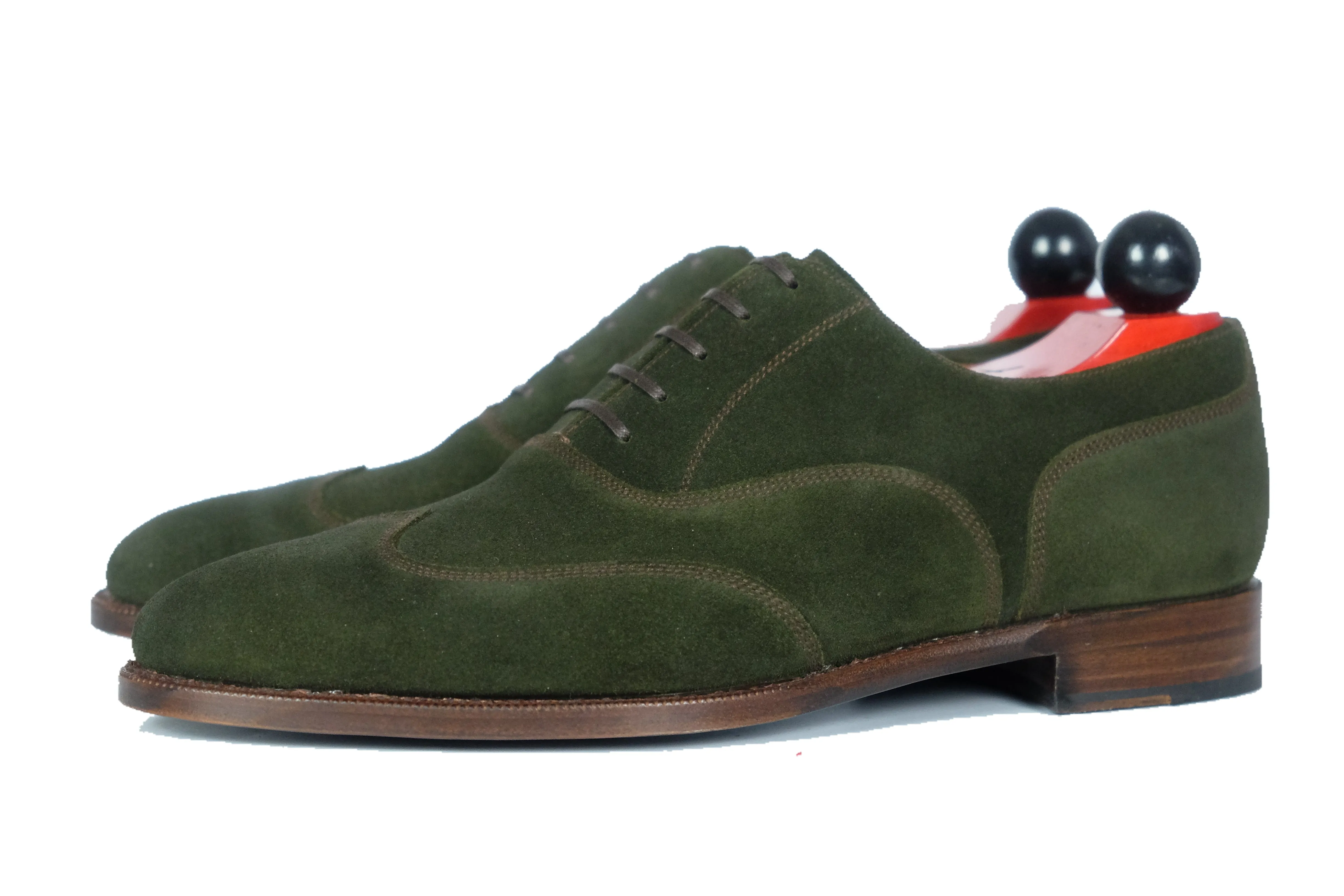 Pullman - MTO - Dark Olive Suede / Brown Stitching - TMG Last - Single Leather Sole