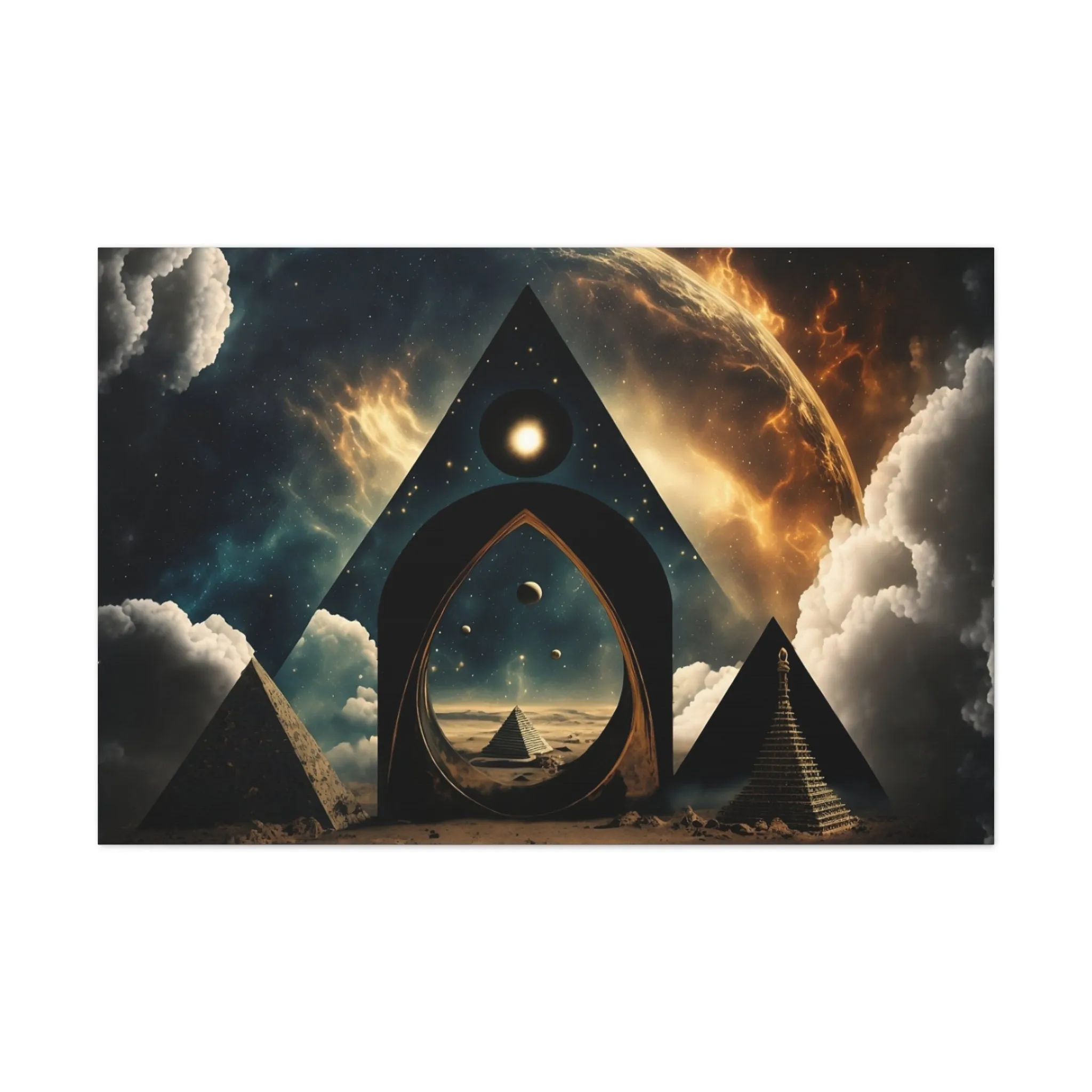 Pyramid Portal Star Gate Wall Art Canvas Spiritual Decor