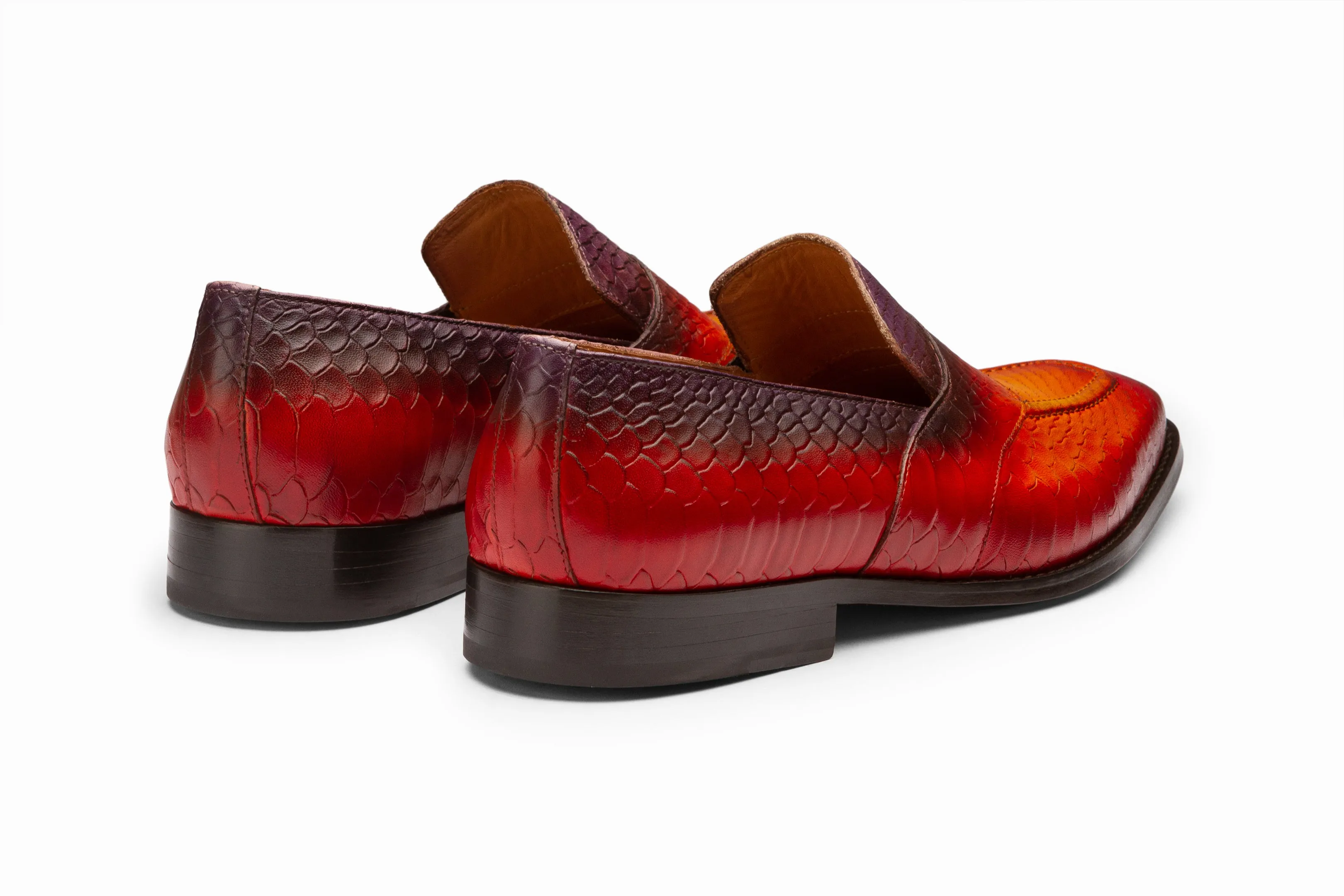 Python Print Penny Loafers - Fire Patina