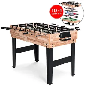 Smaller 10-in-1 Game Table w/Foosball, Pool, Shuffleboard, Ping Pong, Hockey, and More