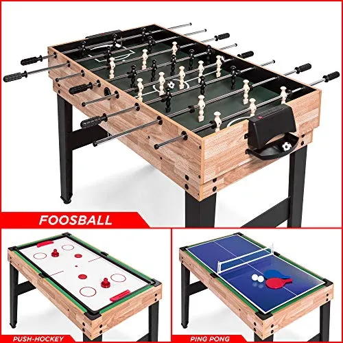 Smaller 10-in-1 Game Table w/Foosball, Pool, Shuffleboard, Ping Pong, Hockey, and More