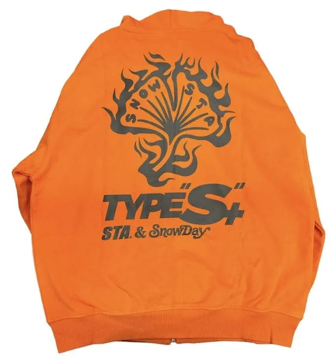 Snow Day Flame Zip Hoodie Clay - Orange